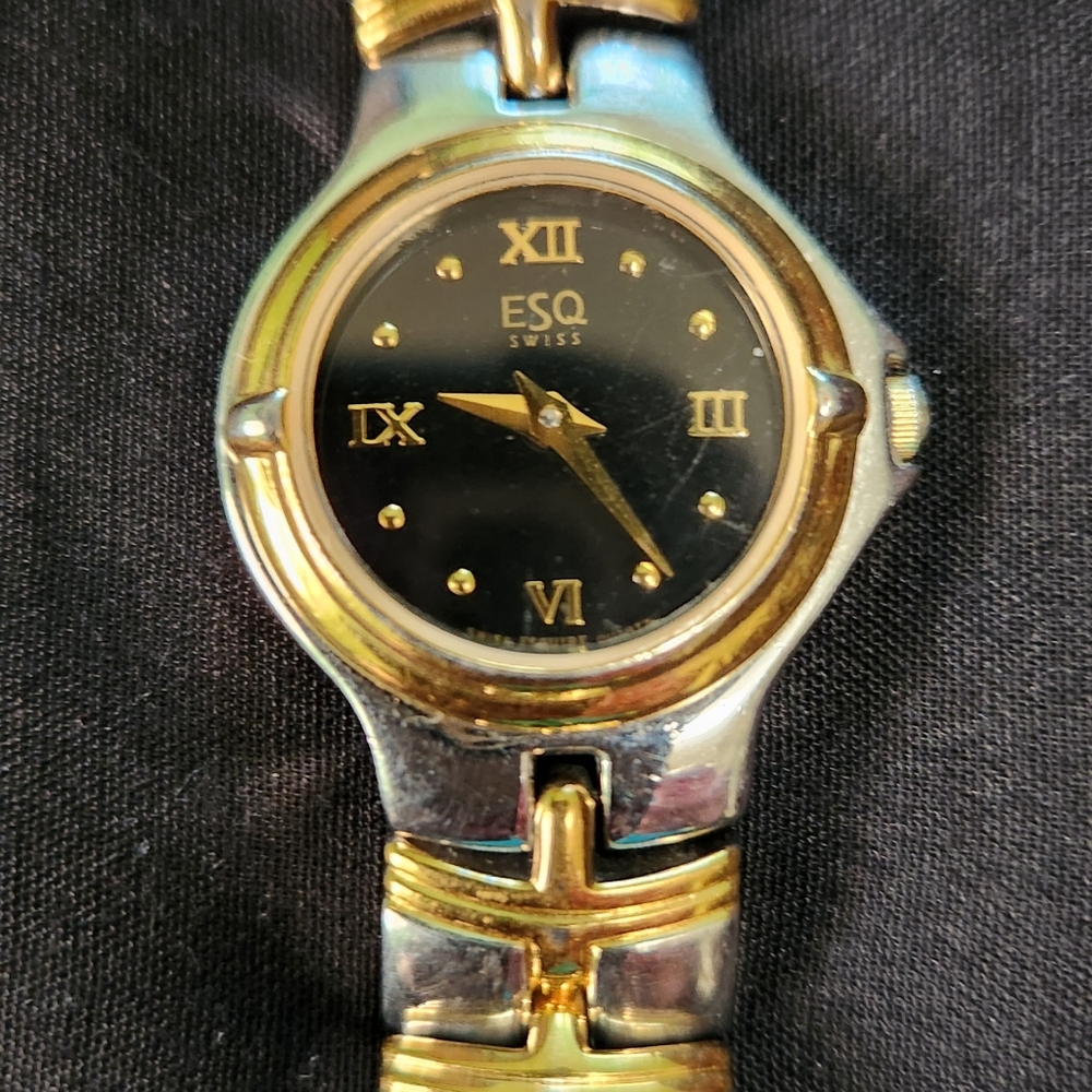 ESQ Silver Metal Clip Watch With Gold Detail, 7 1/2"